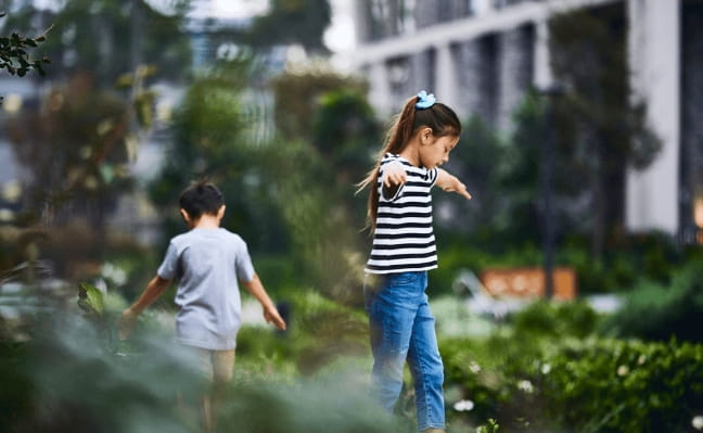 Children playing on the ground